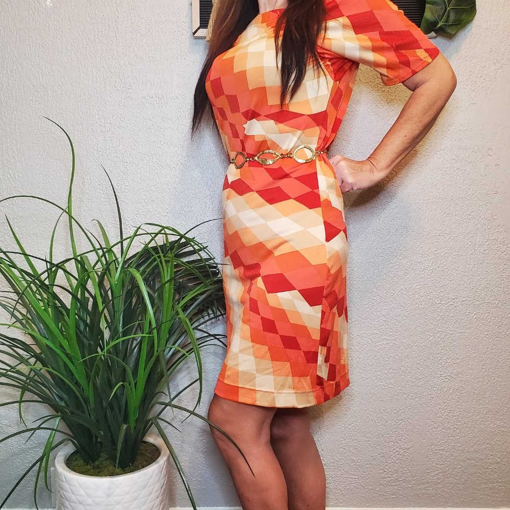 Jonathon Martin Summer Shift Stretch Boat Neck Dress with matching belt …